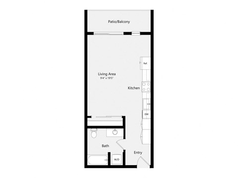 a floor plan of a unit with a bedroom and a living room